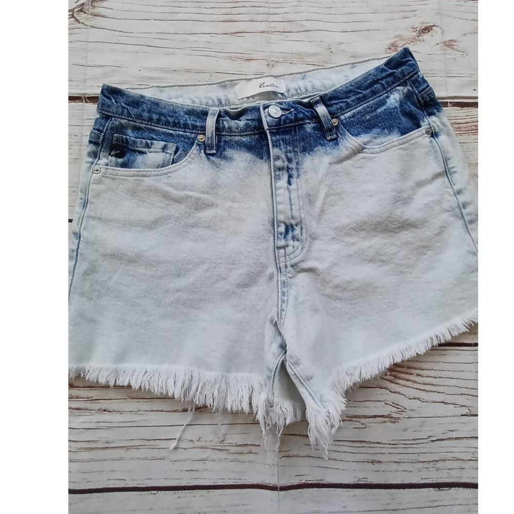 KanCan Bleach Dipped Raw Hem High Rise Denim Short Shorts XL